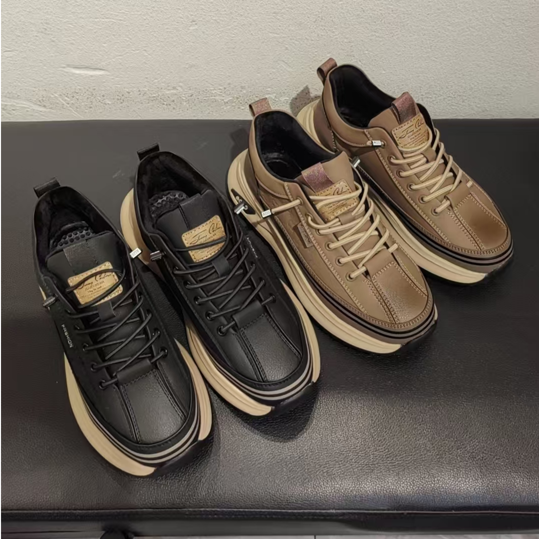 男鞋秋冬百搭软底92566-1皮面鞋潮流一脚蹬青年时尚轻便休闲鞋潮