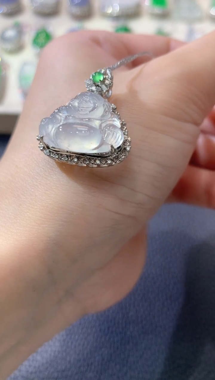 【闪购商品】翡翠吊坠(不含链)18K金镶嵌A34