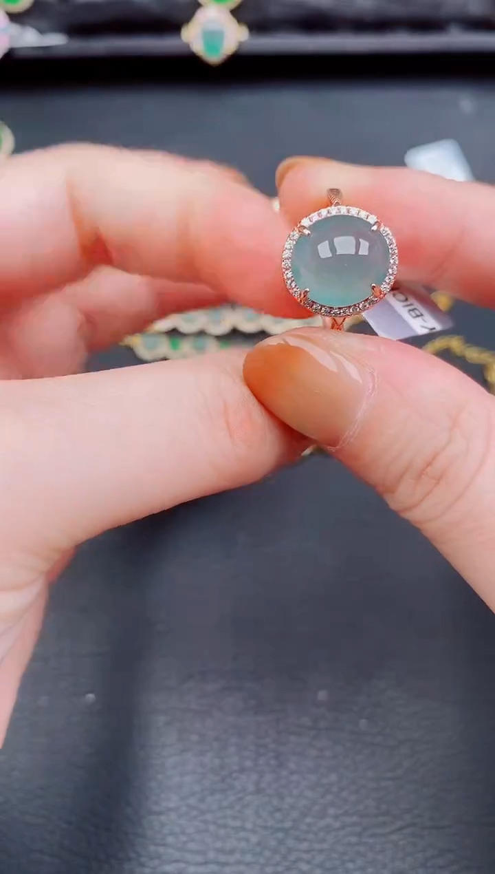 【闪购商品】翡翠戒指银S925镶嵌天然a货翡翠325