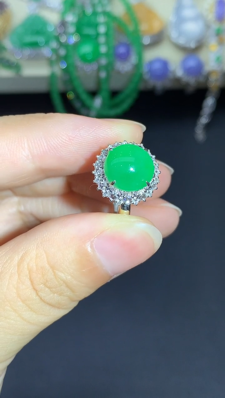 翡翠戒指18K金镶嵌376-中国好珍宝