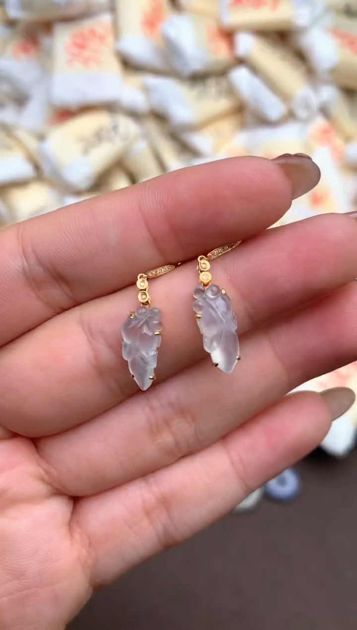 【闪购商品】翡翠耳饰18K金镶嵌— 