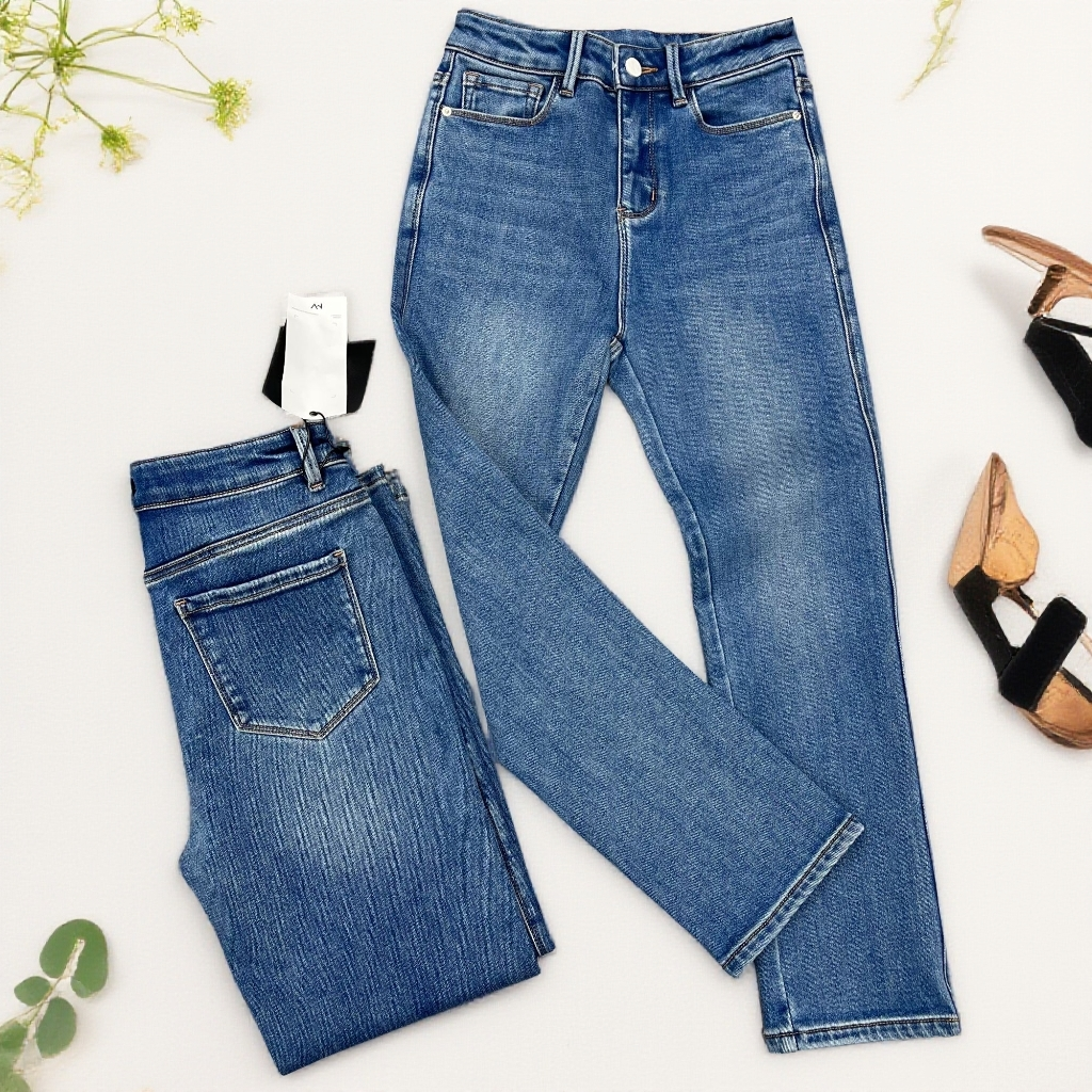 四面弹十三行高个子九分加绒小直筒裤修身显瘦烟管裤牛仔裤女