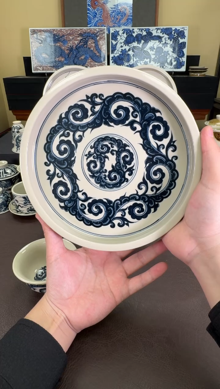 【闪购商品】二号釉唐草纹壶承