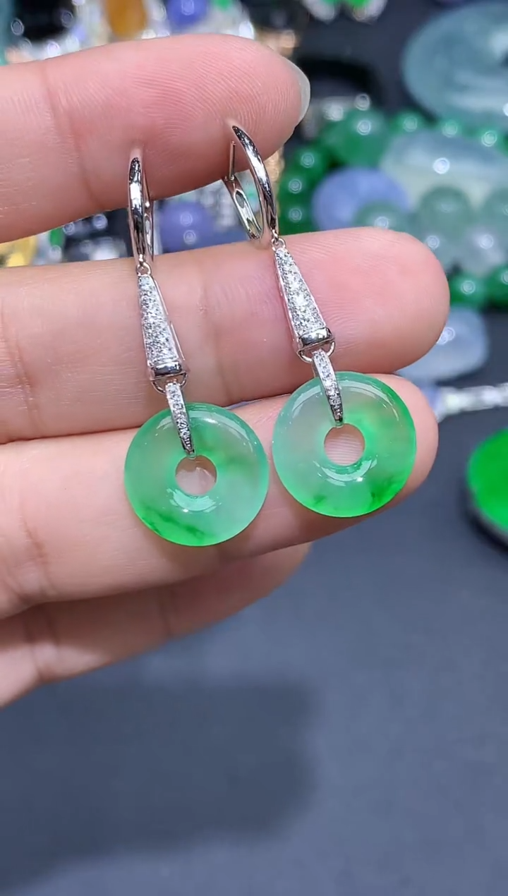 翡翠18K金镶嵌耳饰522-春日珠宝