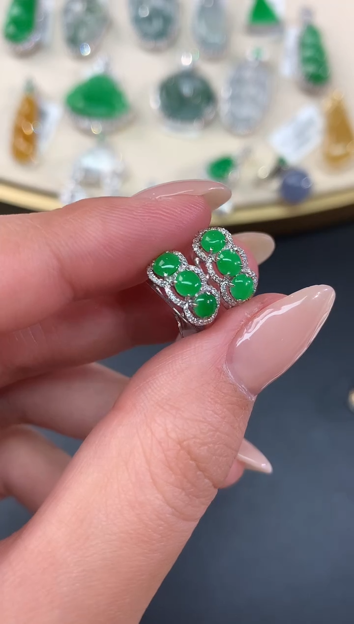 【闪购商品】翡翠耳饰18K金镶嵌A120|3680