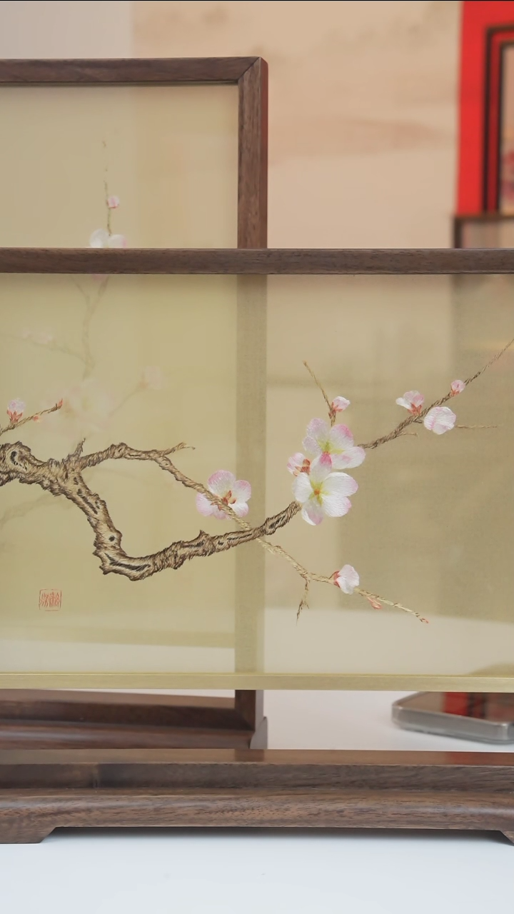 【闪购商品】刺绣《五福临门》双面绣摆件 横款