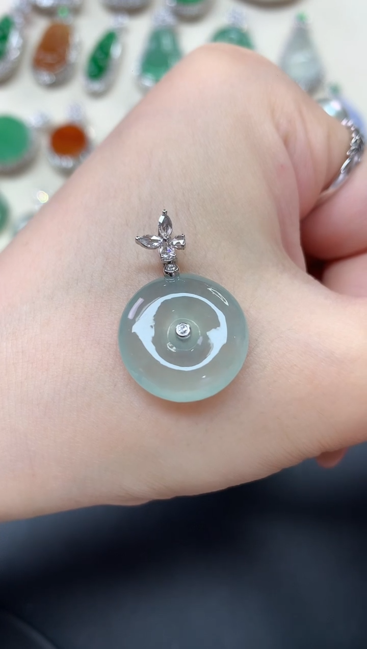 翡翠18K金镶嵌吊坠(不含链)W422|2800