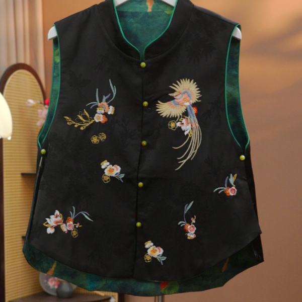 【花影】新中式国风重工刺绣马夹女宽松2025秋冬新款立领洋气马甲