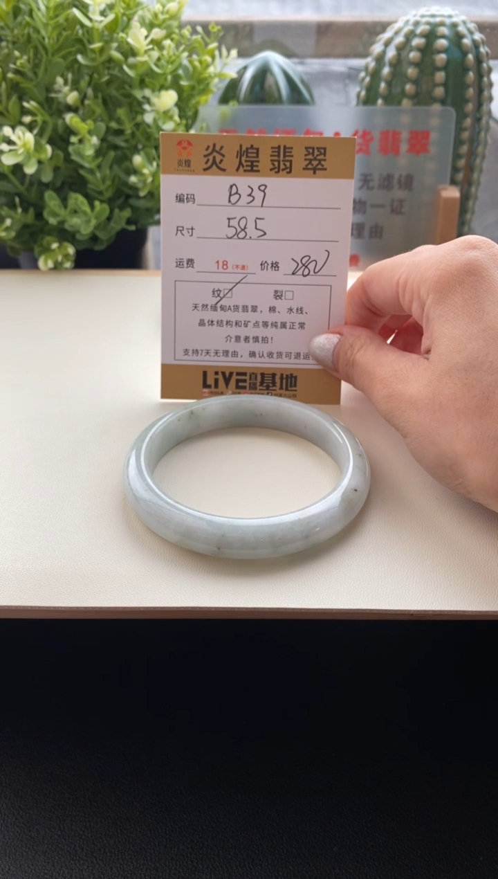 未镶嵌手镯翡翠圈口58.5编码B39