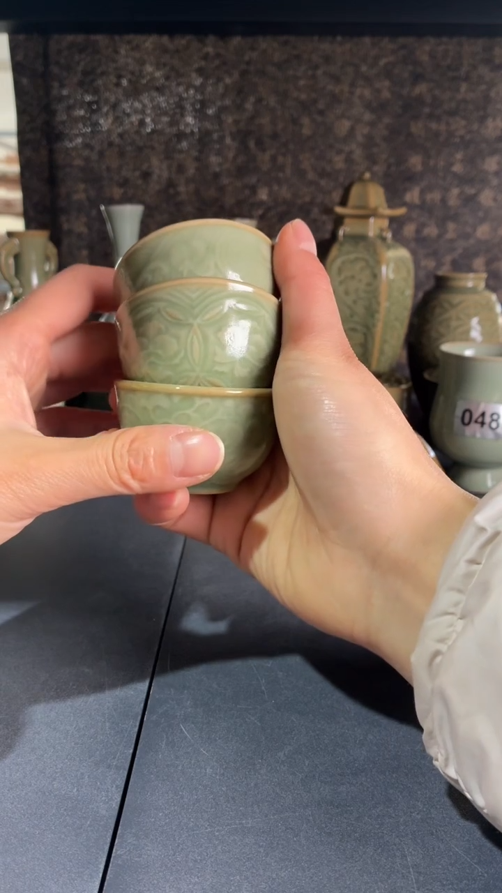 耀州窑仰山小酒盅三个一组