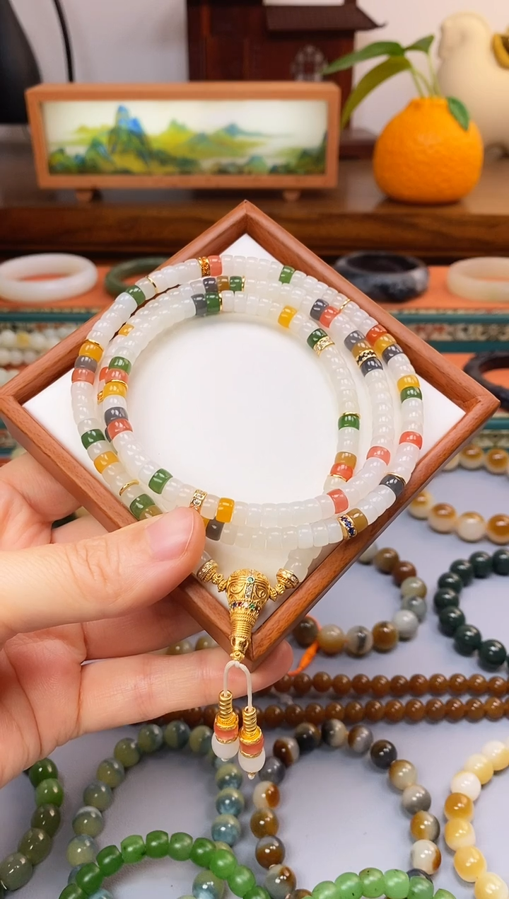 未镶嵌手串和田玉精品药片多宝