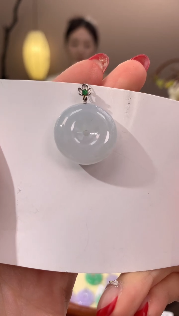 【闪购商品】翡翠颈饰18K金镶嵌天然缅甸a货翡翠