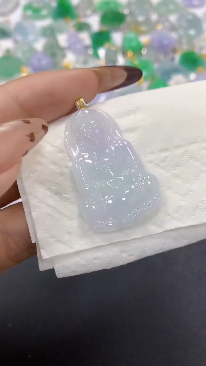 颈饰18K金镶嵌翡翠a货假一赔三支持复检百元上9元证书费自理