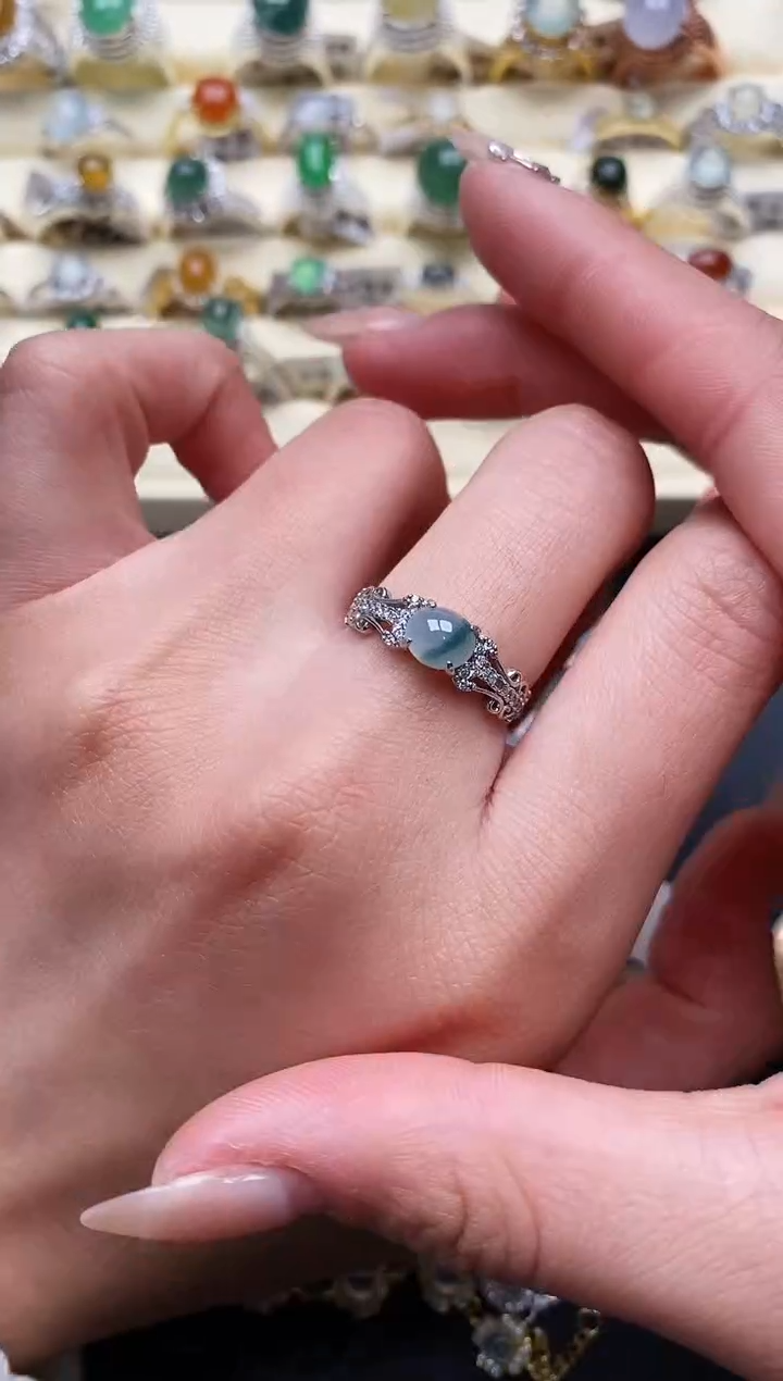 【闪购商品】翡翠戒指银S925镶嵌1111111+8