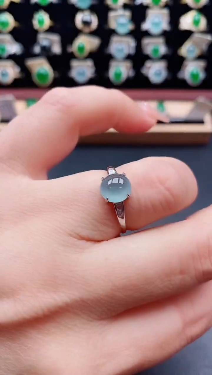 银S925镶嵌戒指翡翠1