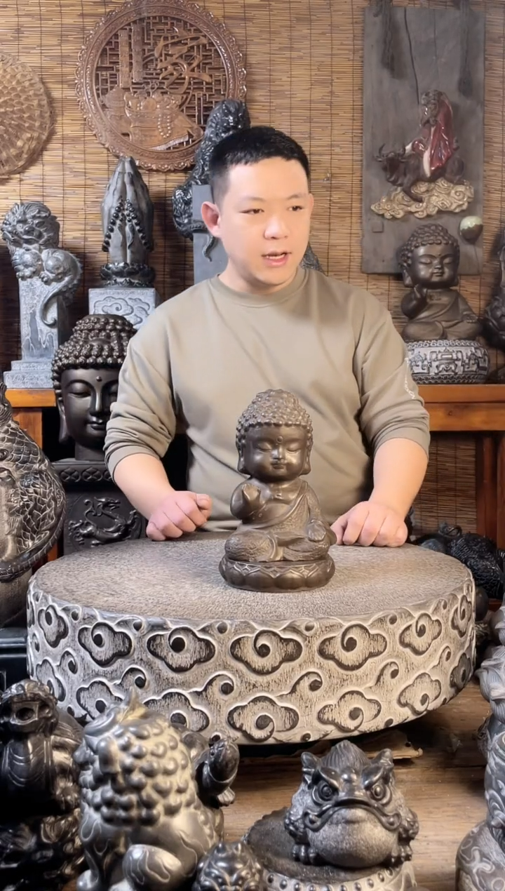 【闪购商品】20宝宝佛+莲花座天然青石雕刻