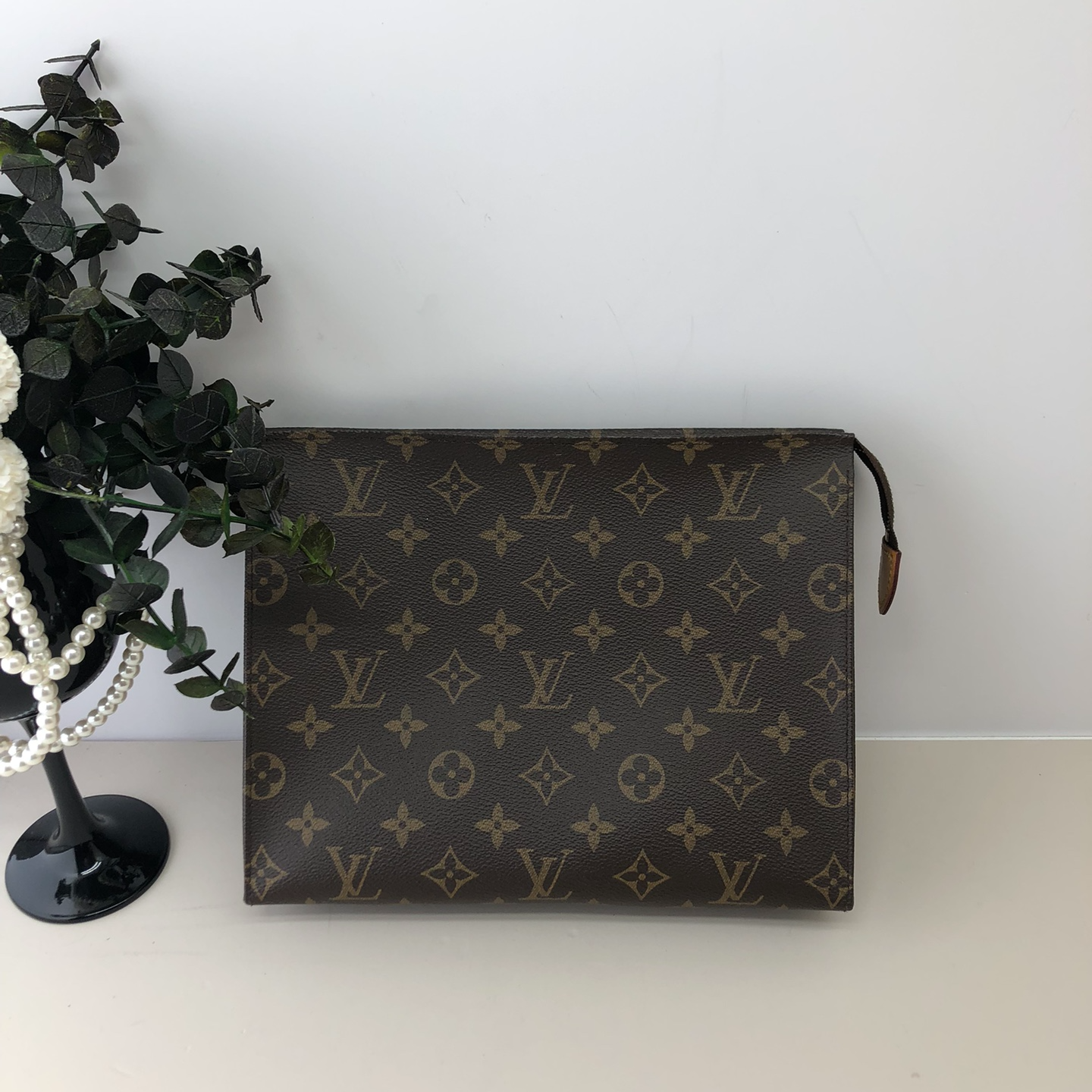 95新 LouisVuitton/路易威登 女士优雅手拿洗漱26老花二奢包包