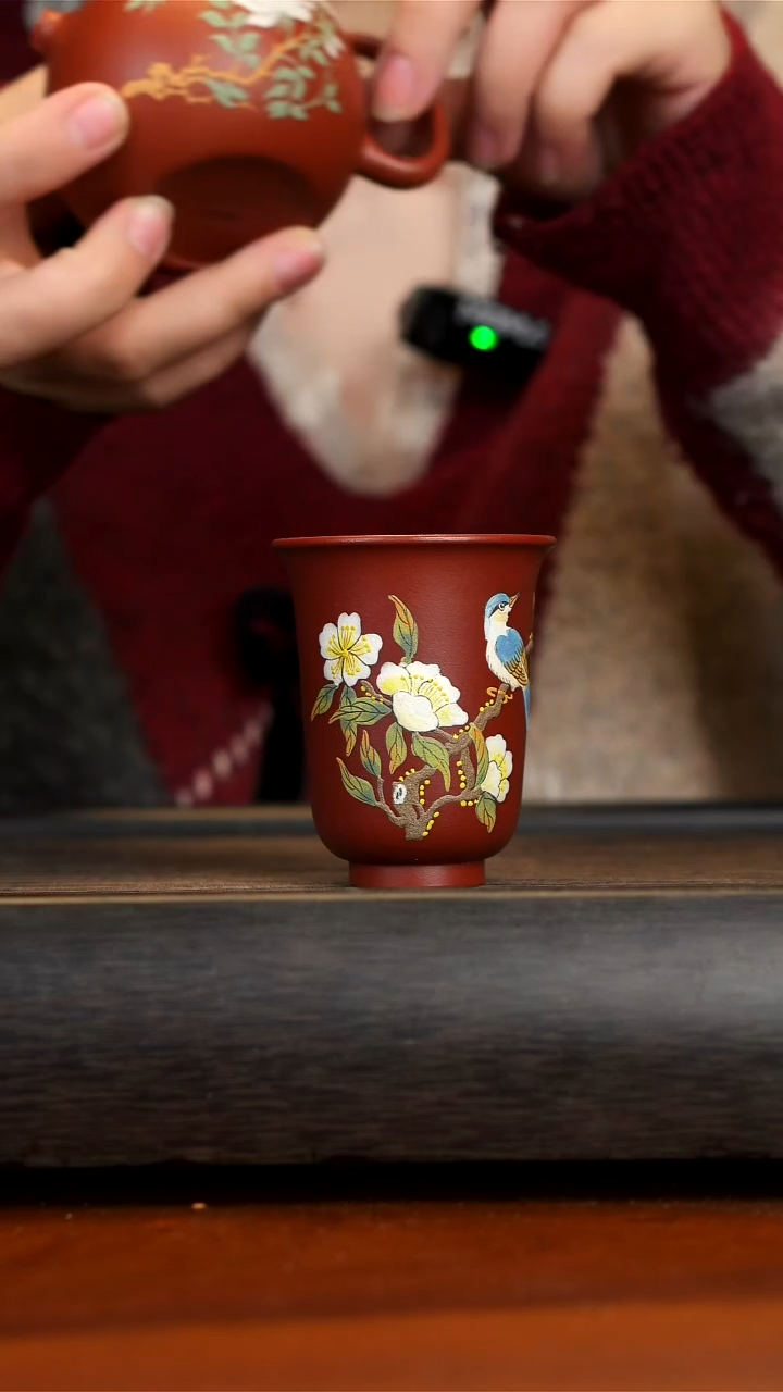 【闪购商品】紫砂茶壶大红袍花鸟杯