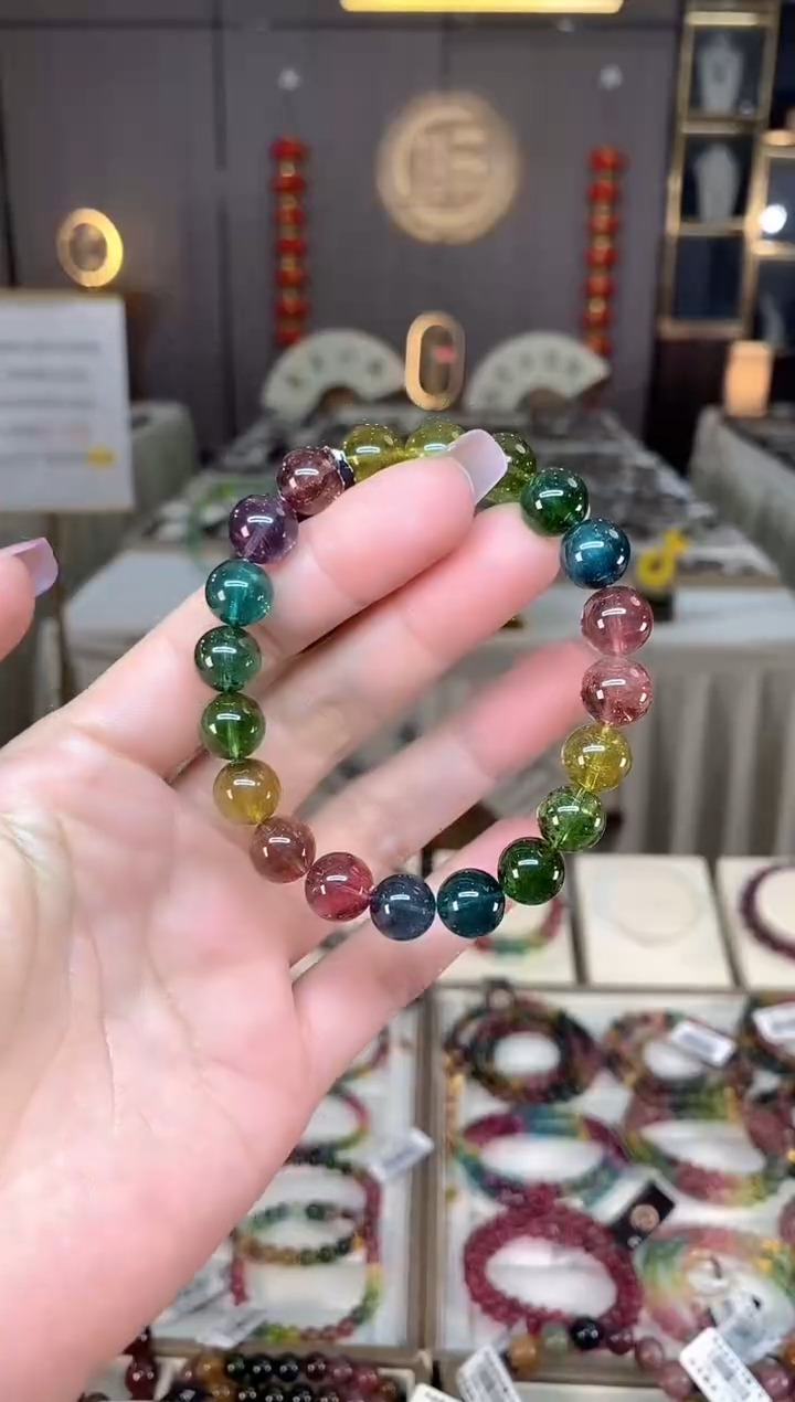 未镶嵌收藏级老矿碧玺单圈手串9mm+碧玺hon一物一证