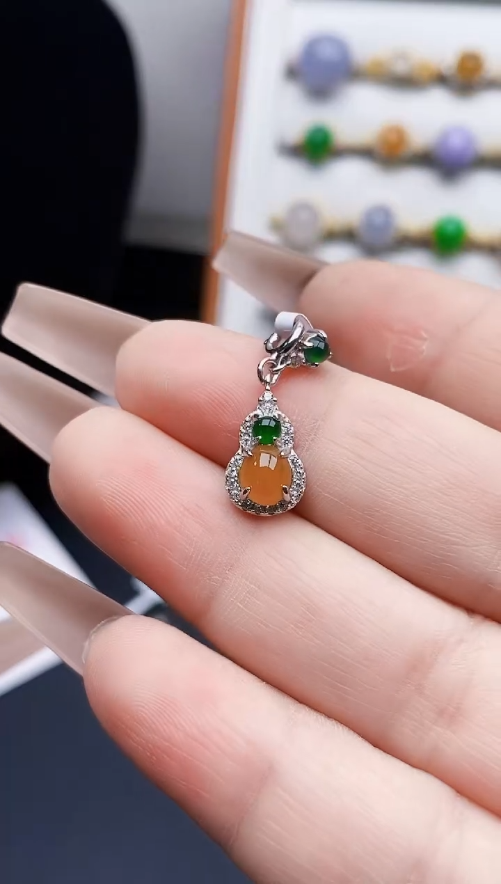 银S925镶嵌戒指翡翠幸***鲤3076