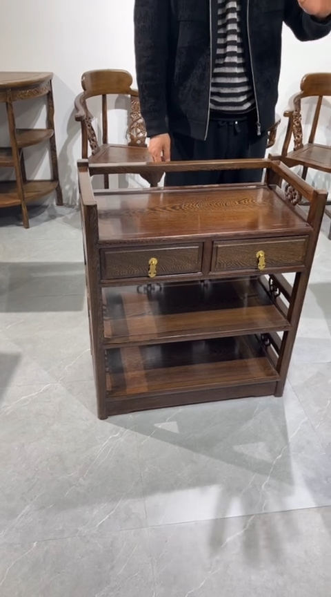 鸡翅木类成套家具   鸡翅木茶水柜尺寸68*38*78高