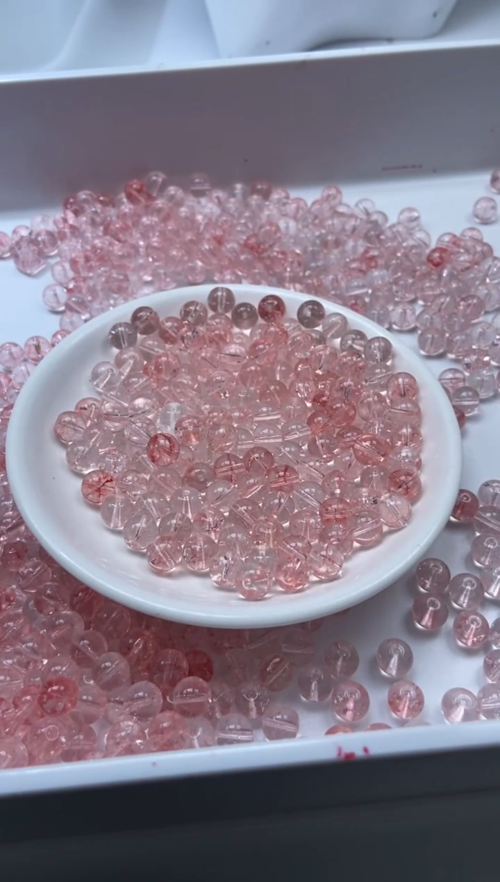 颈饰未镶嵌水晶W3318-粉色碧玺8mm*10颗