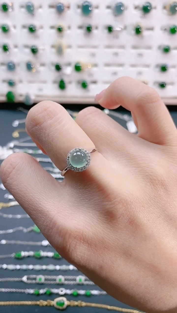 【闪购商品】翡翠戒指银S925镶嵌天然翡翠