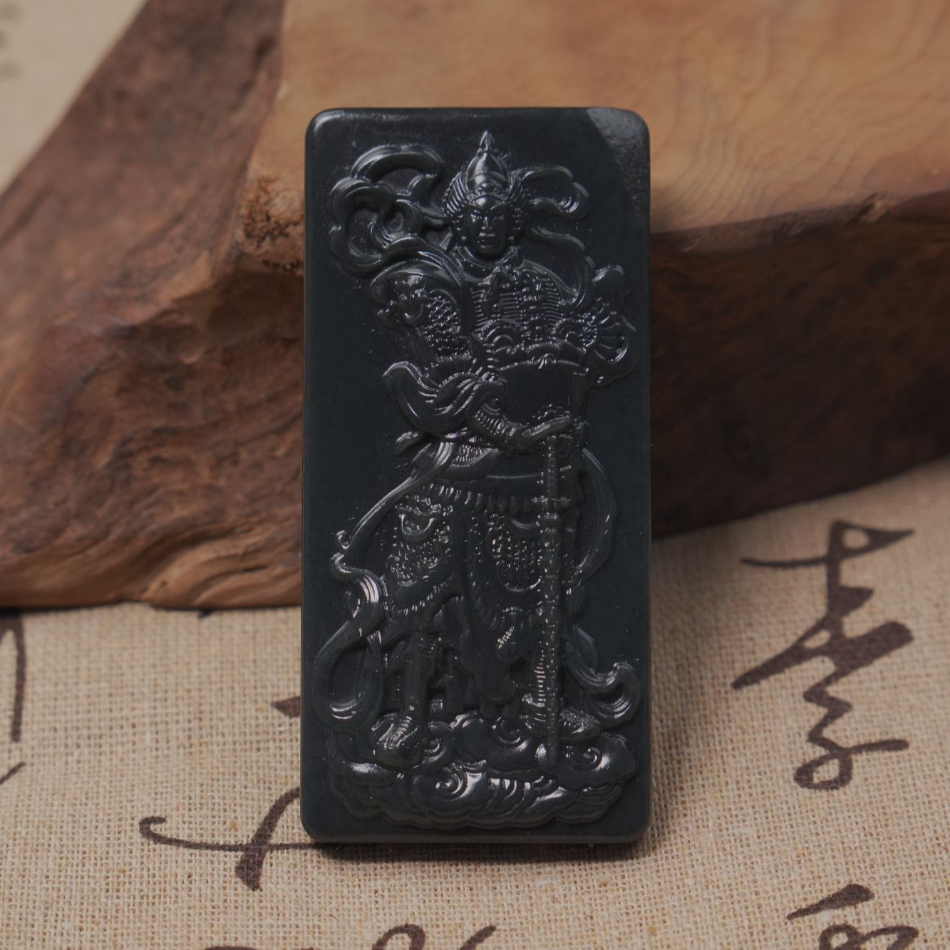 和田玉聚墨青花-韦陀