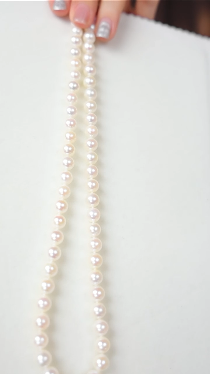 海水珍珠银S925镶嵌项链Akoya7-8mm