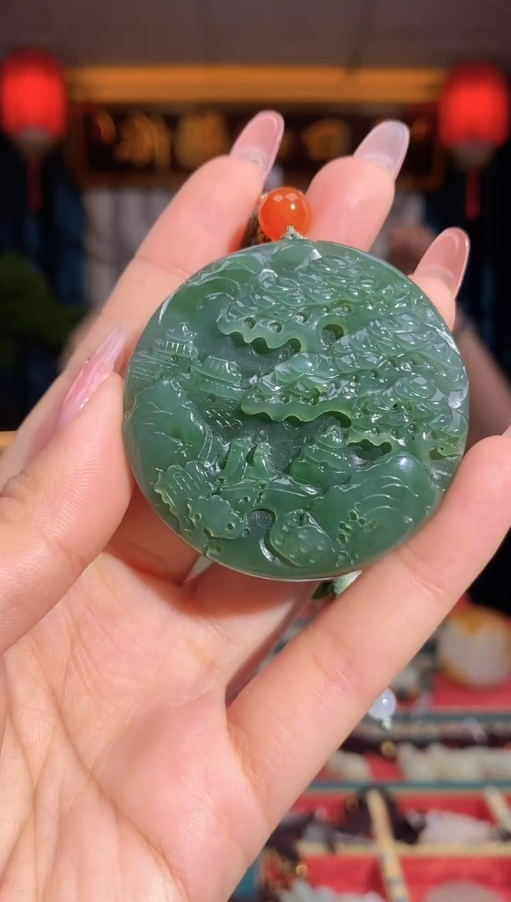 和田玉未镶嵌挂件山水牌