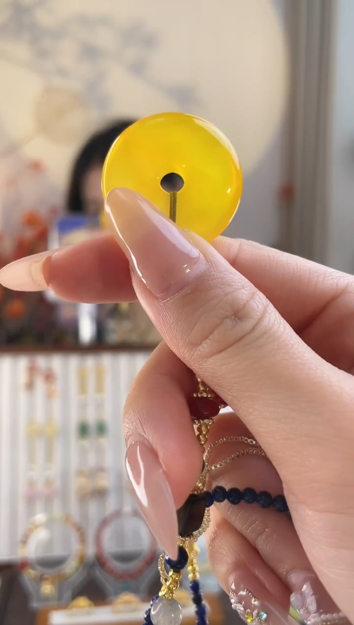 未镶嵌吊坠石英质玉黄码平安扣吊坠