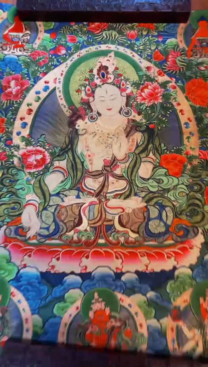 装裱画精品手绘唐卡链接--A058白度母