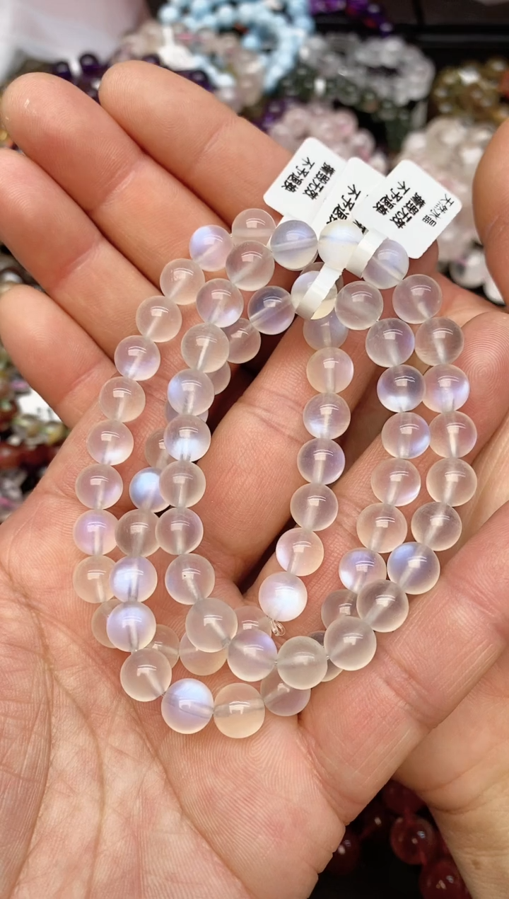 【闪购商品】月光石手链未镶嵌b43 蓝月光8mm 多样性发其一