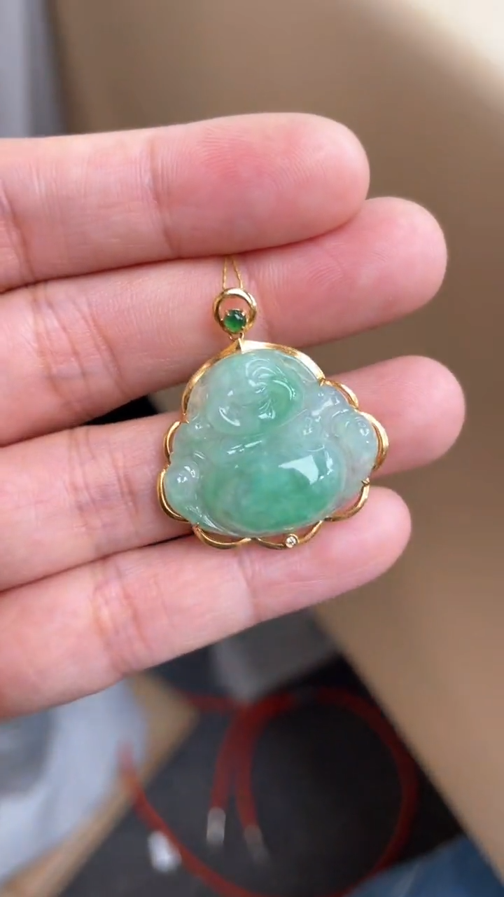 【闪购商品】翡翠颈饰18K金镶嵌佛公