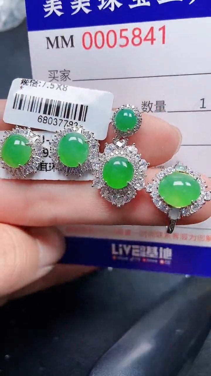 颈饰银S925镶嵌翡翠5841