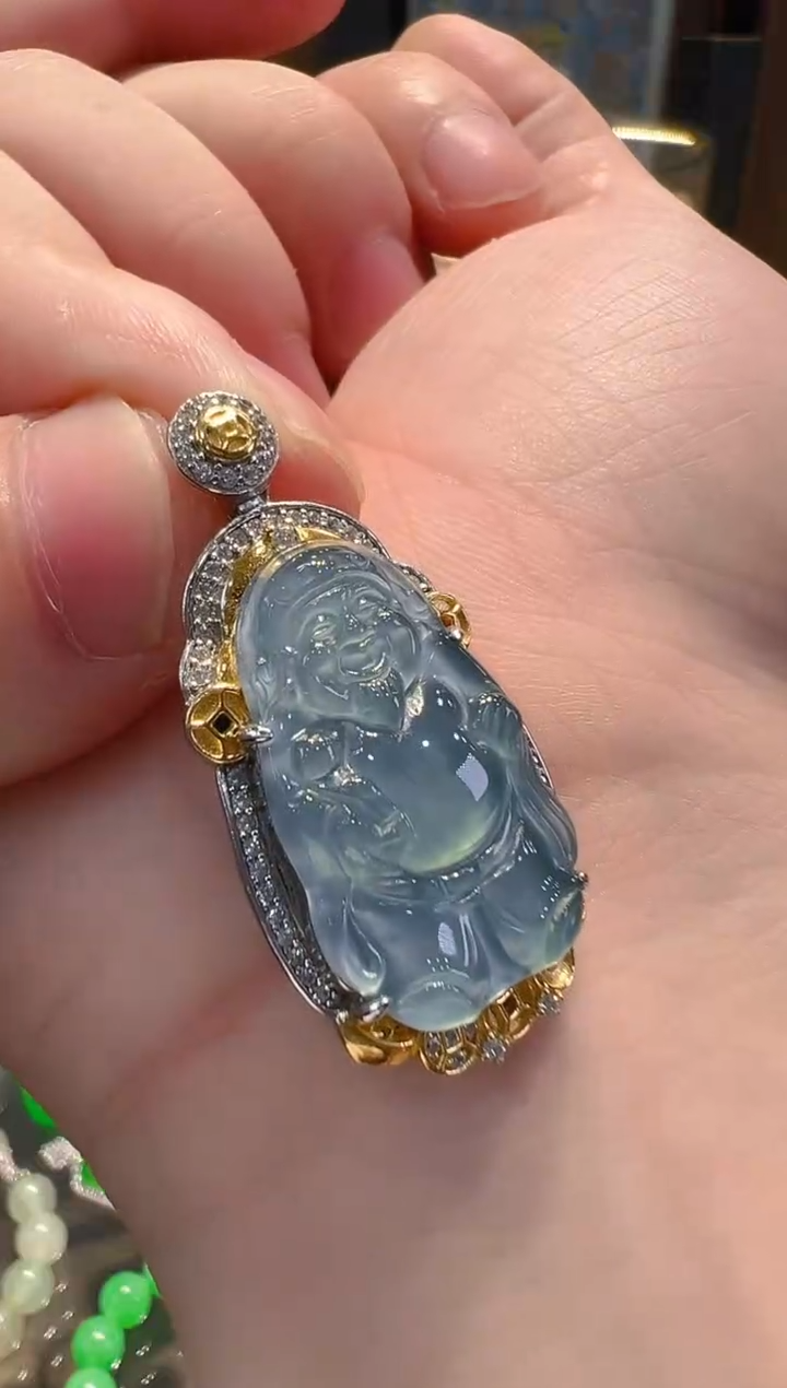 翡翠银S925镶嵌吊坠(不含链)