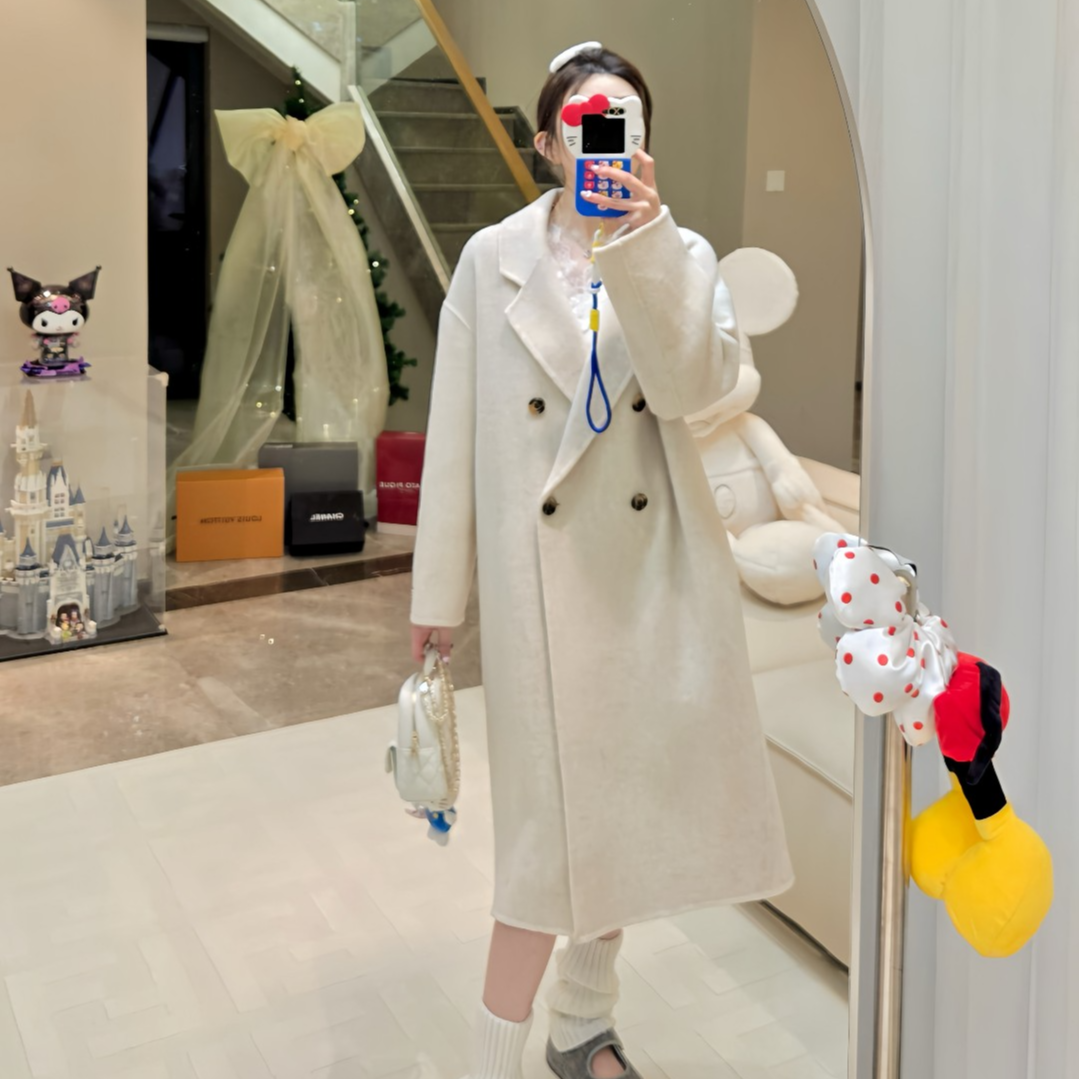 新款高端气质修身女高级感设计超好看长款显瘦百搭羊毛骆驼绒大衣