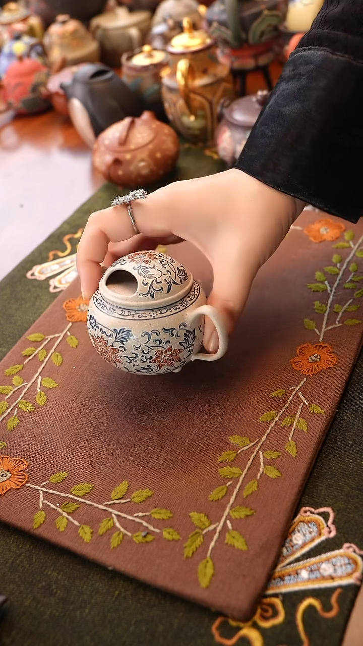 茶壶紫砂青花小圆满