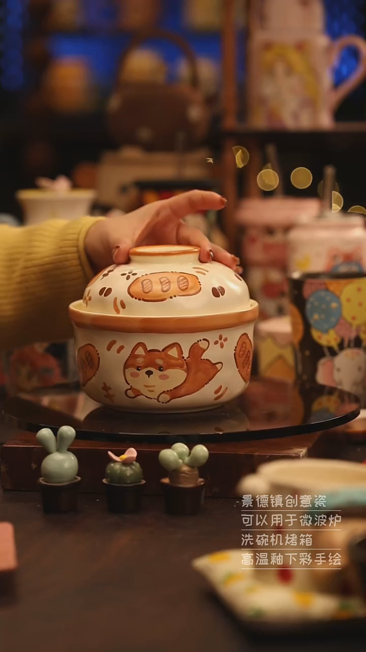 陶瓷景德镇可爱陶瓷釉下彩绘设计师款