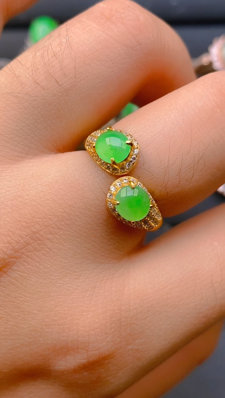 【闪购商品】翡翠戒指银S925镶嵌天然A货翡翠1