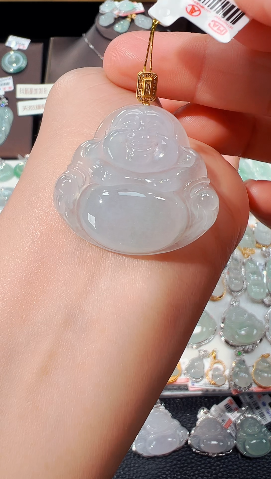 【闪购商品】翡翠吊坠(不含链)18K金镶嵌佛公吊坠036