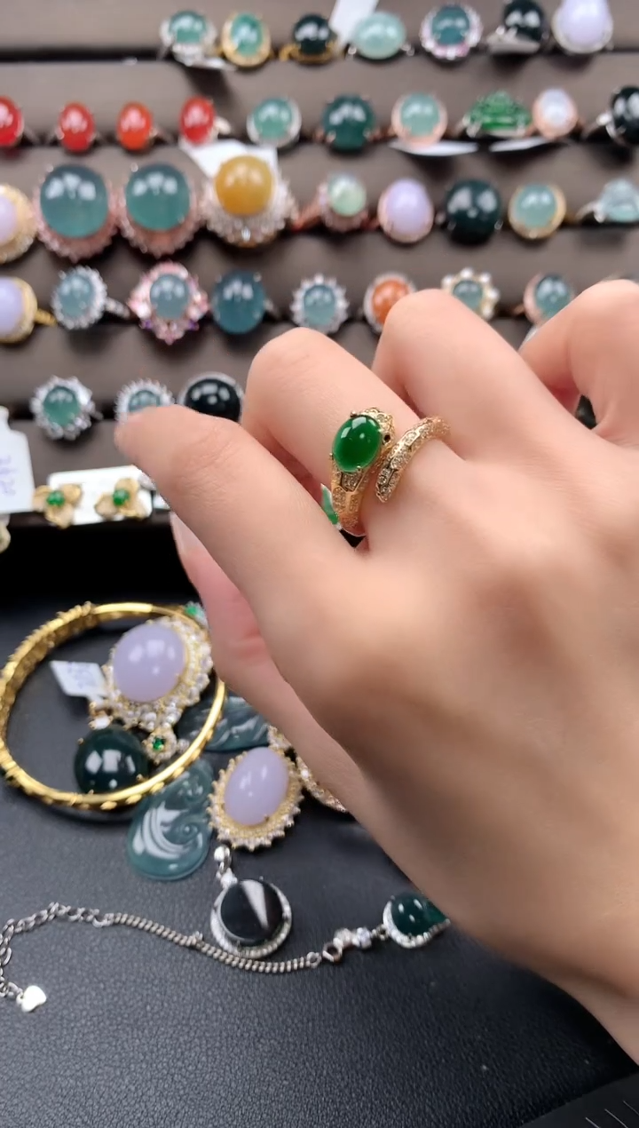 【闪购商品】翡翠戒指银S925镶嵌432432