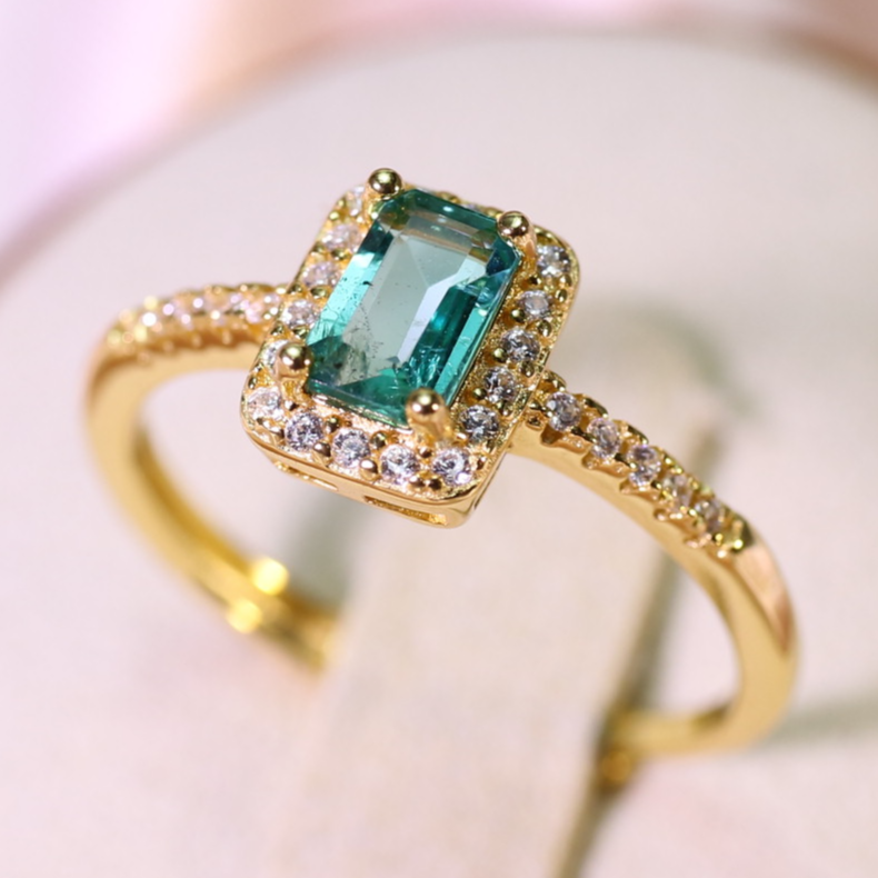 天然祖母绿戒指轻奢气质金兰系列