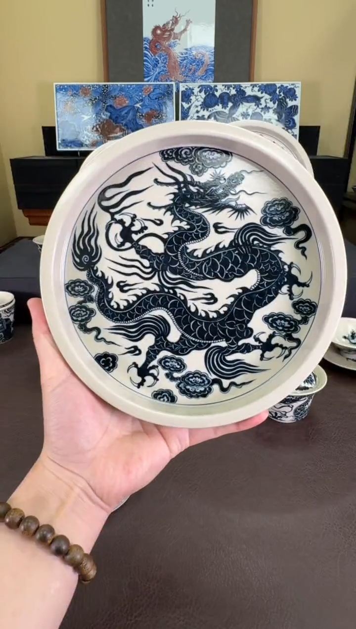 【闪购商品】二号釉1351龙纹壶承二号釉