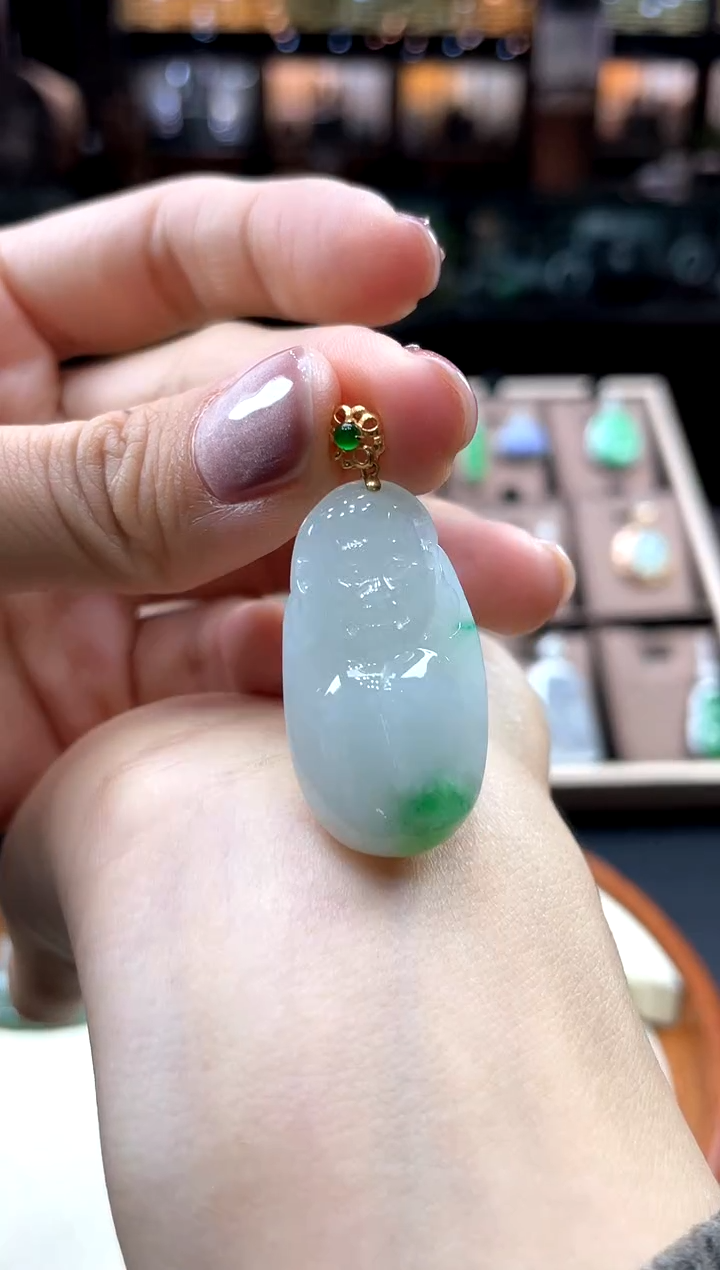 【闪购商品】翡翠颈饰18K金镶嵌佛公