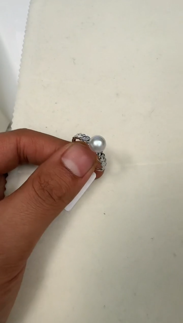银S925镶嵌戒指海水珍珠戒指