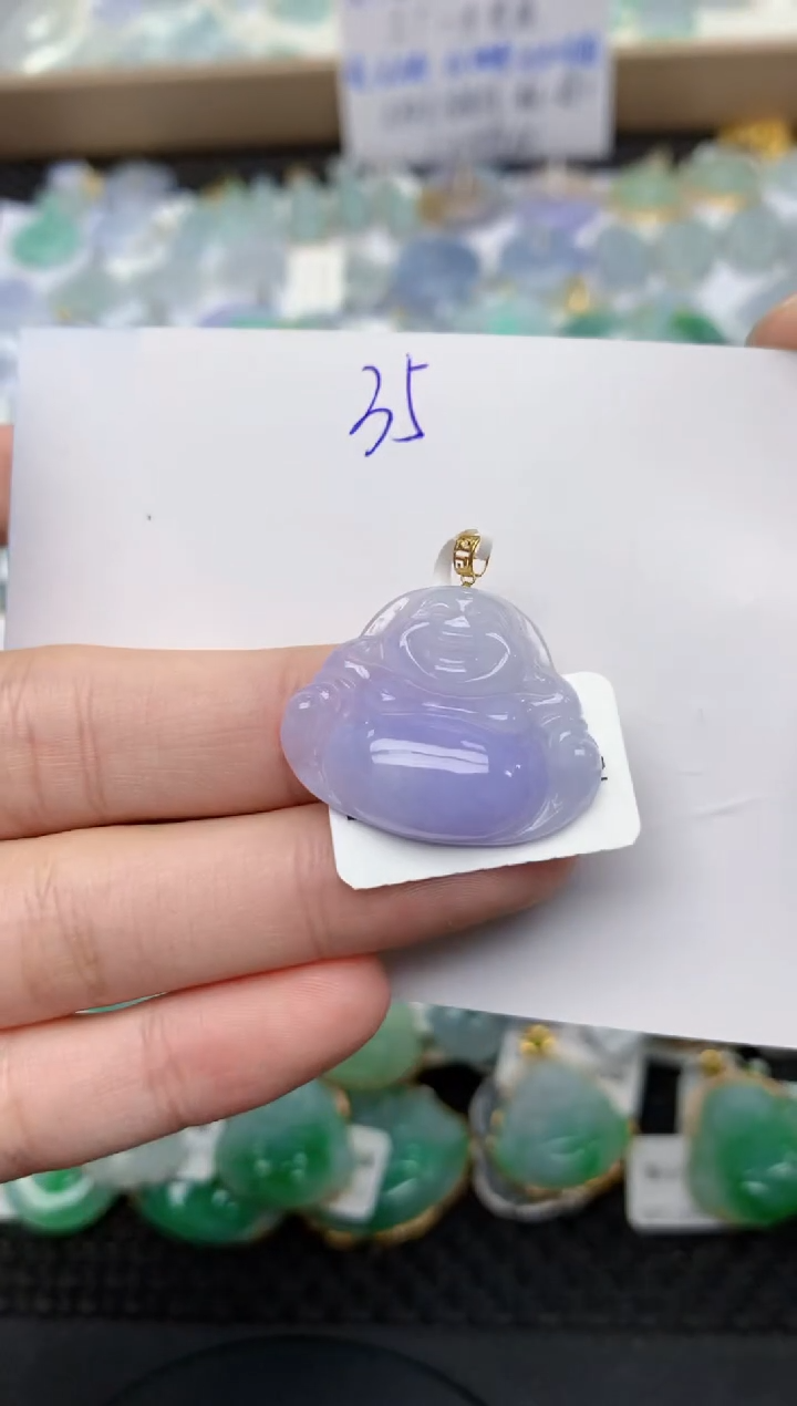 翡翠18K金镶嵌颈饰天然缅甸A货翡翠