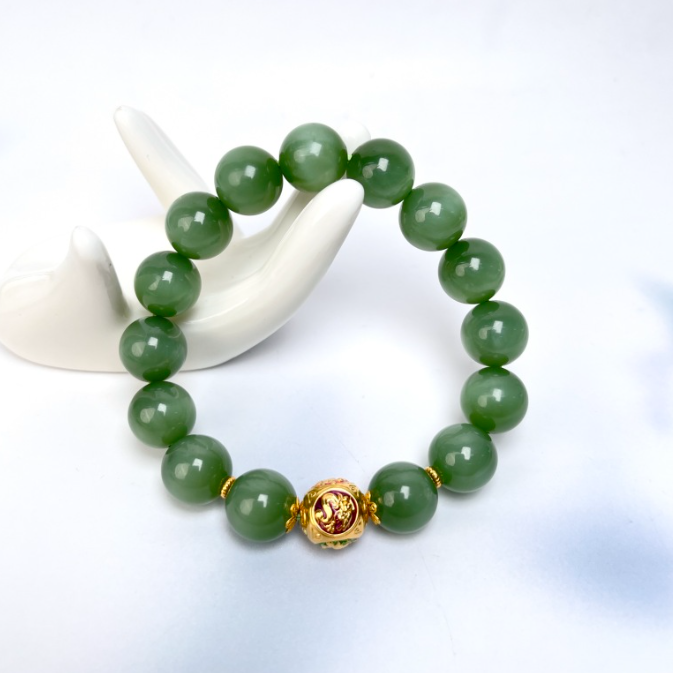 石惑珠宝%碧玉单圈手串约12mm%多样性发一