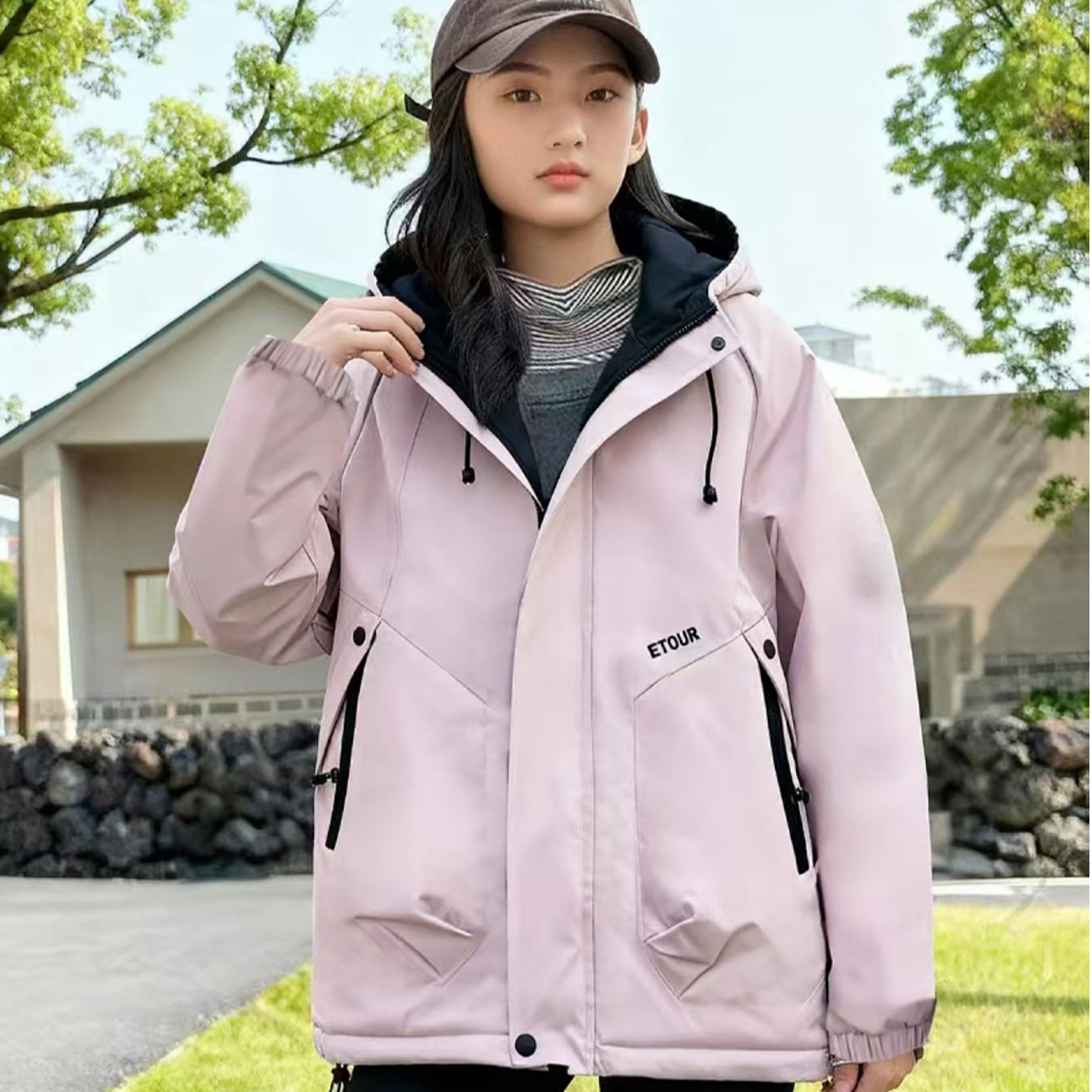 ZYBB  2025冬季儿童韩系大童女宝时尚连帽加绒加厚外套  7716