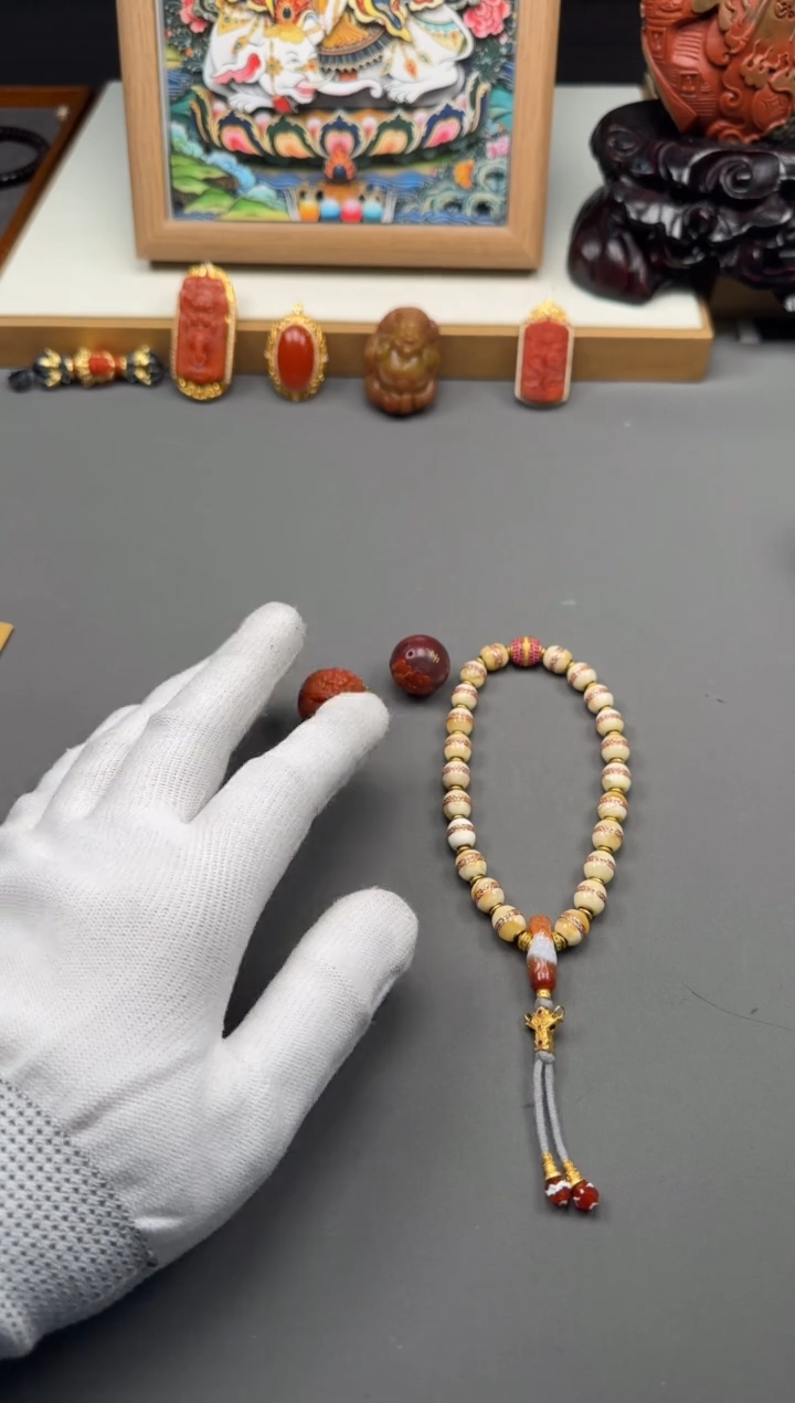 【闪购商品】南红玛瑙手串手串18K金镶嵌手串手串